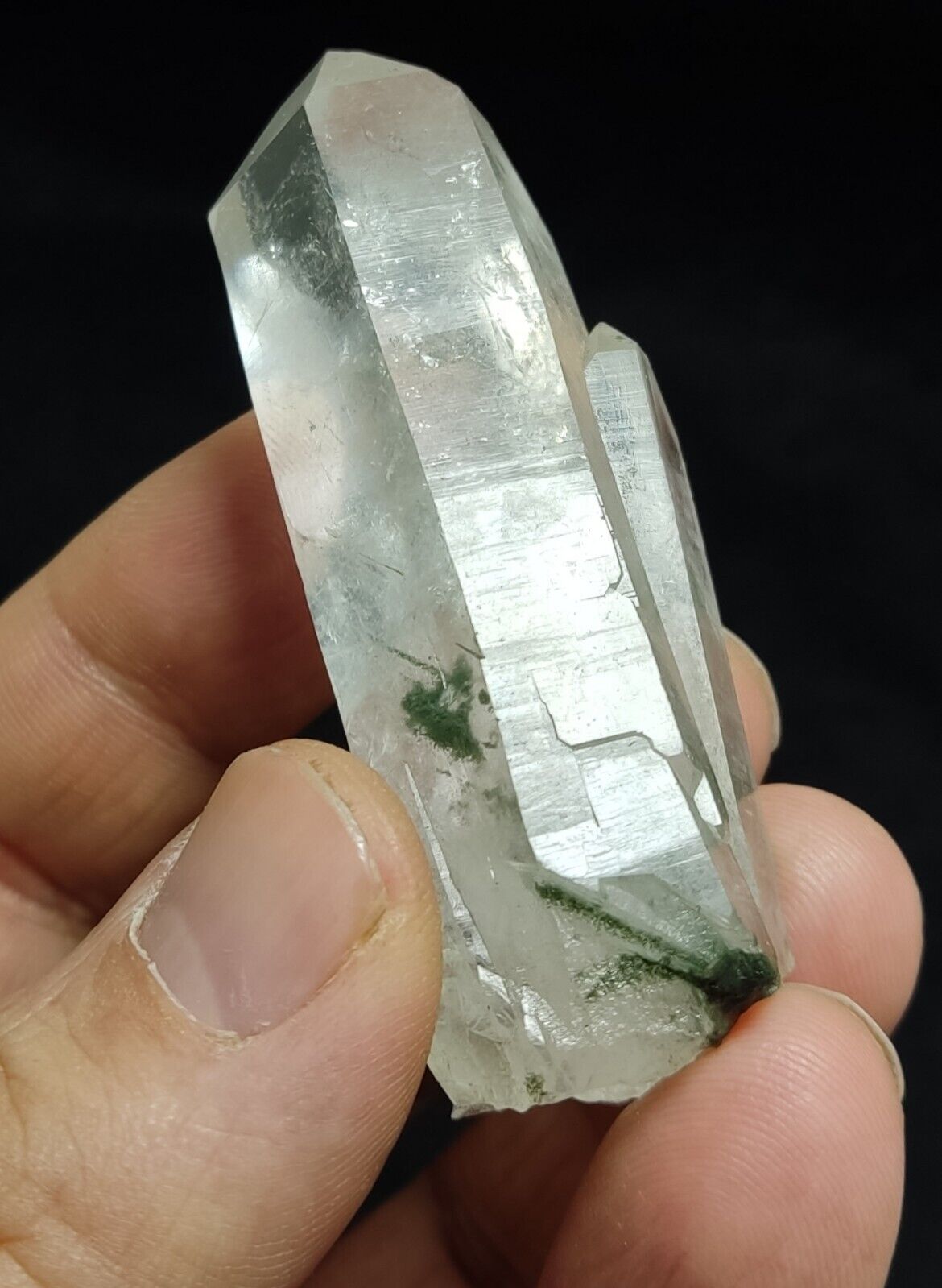 An Aesthetic Natural Quartz crystal with chlorite inclusions 49 grams