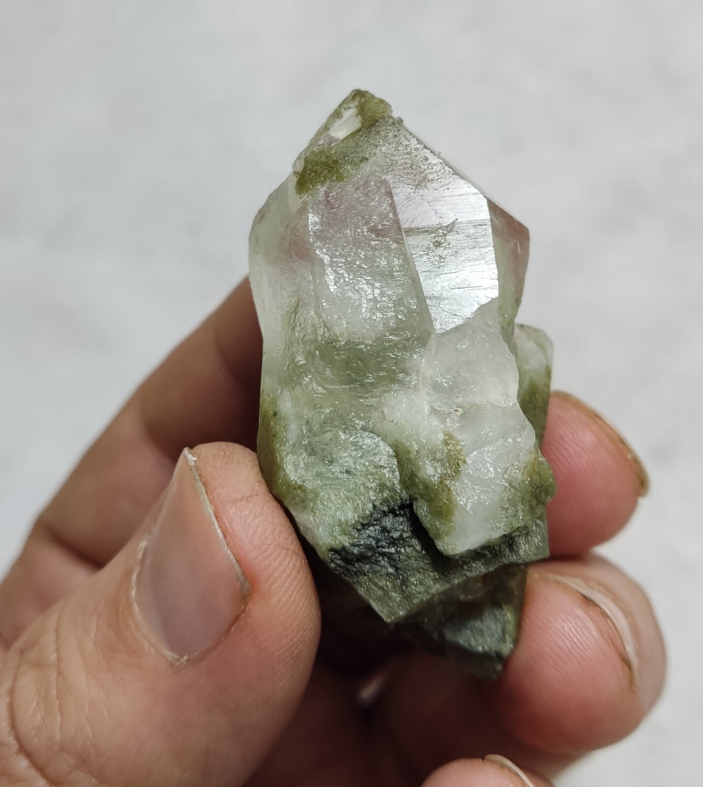 An Aesthetic terminated chlorite Quartz crystal 32 grams