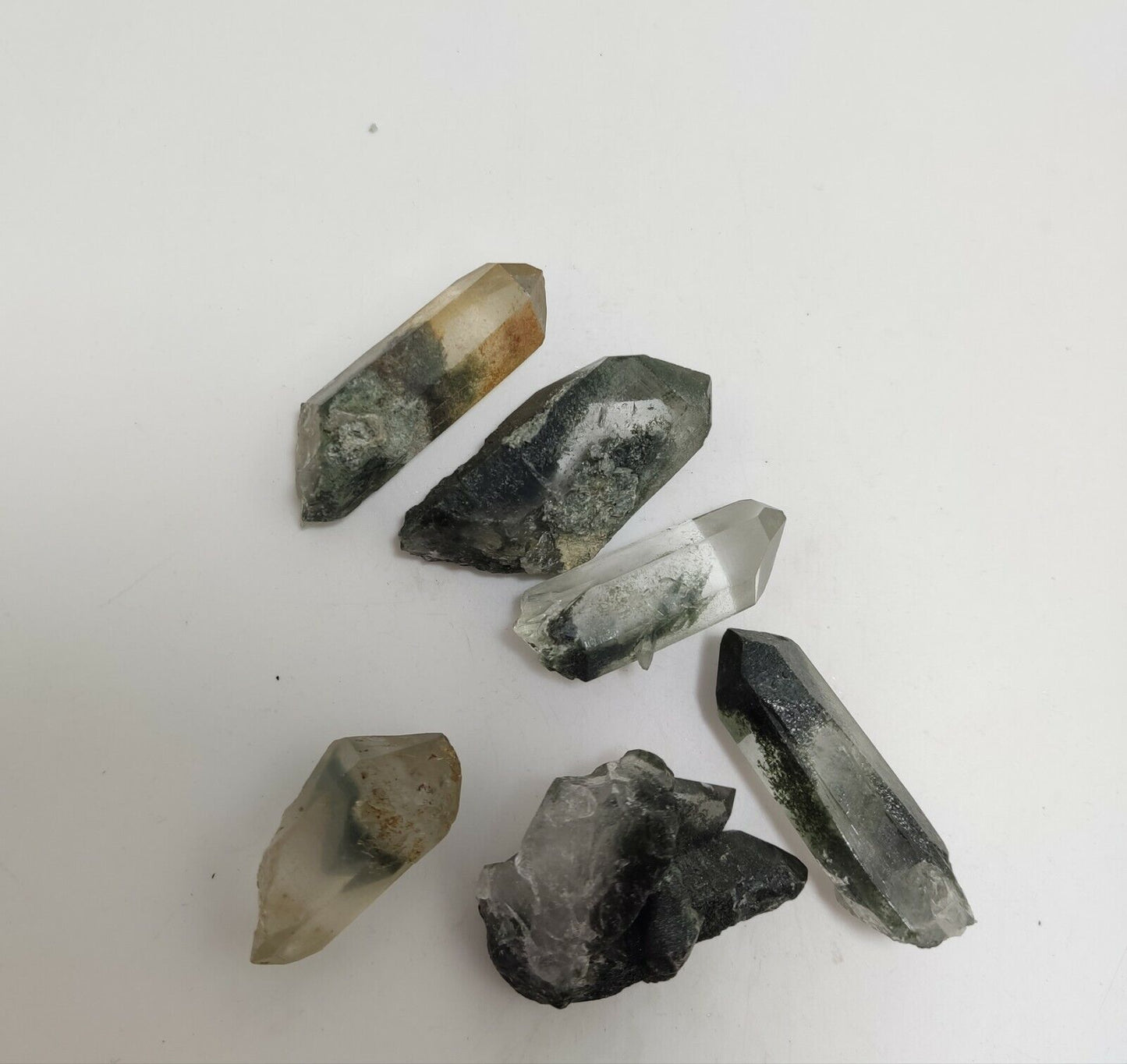 An Aesthetic collection of 6 terminated Chlorite Quartz crystals 83 grams