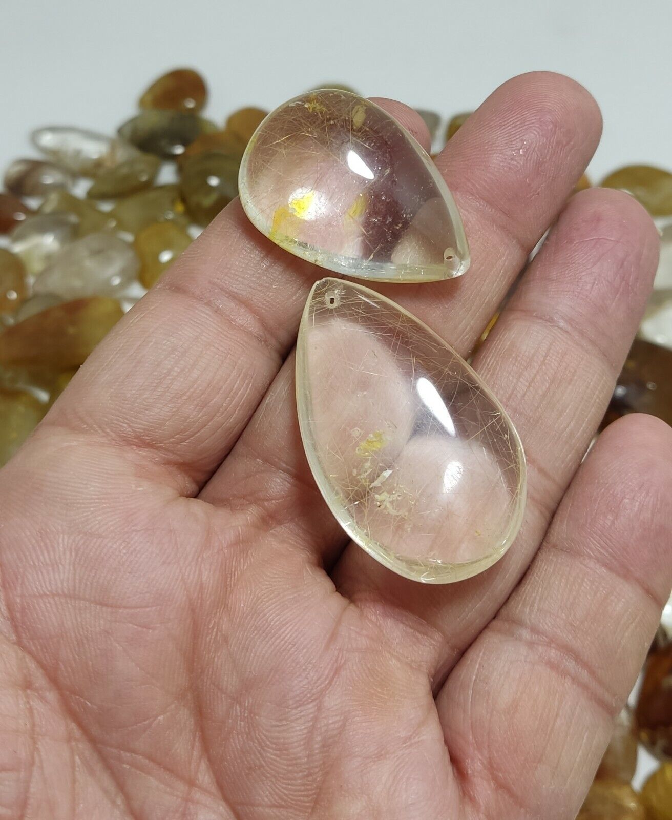 780 grams Rutilated polished quartz tumbles-cabochons