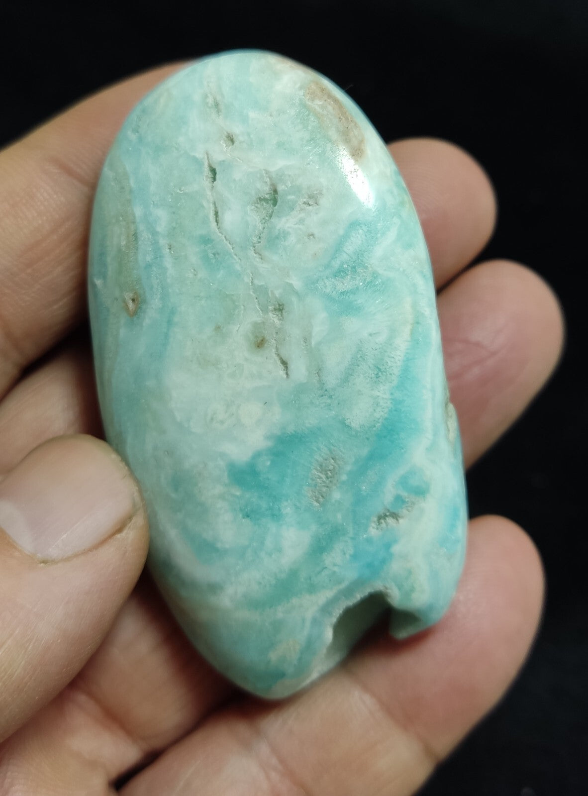 An amazing Blue color aragonite Palmstone 75 grams