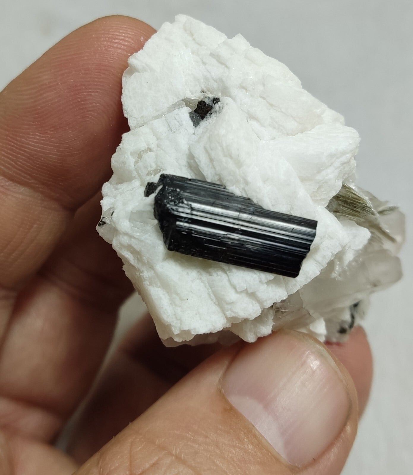 An Aesthetic combo specimen of feldspar, Tourmaline and quartz 64 grams