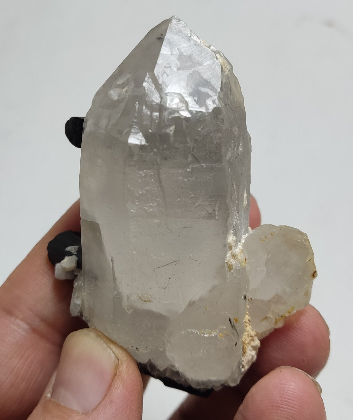Natural quartz crystal with black tourmaline 118 grams