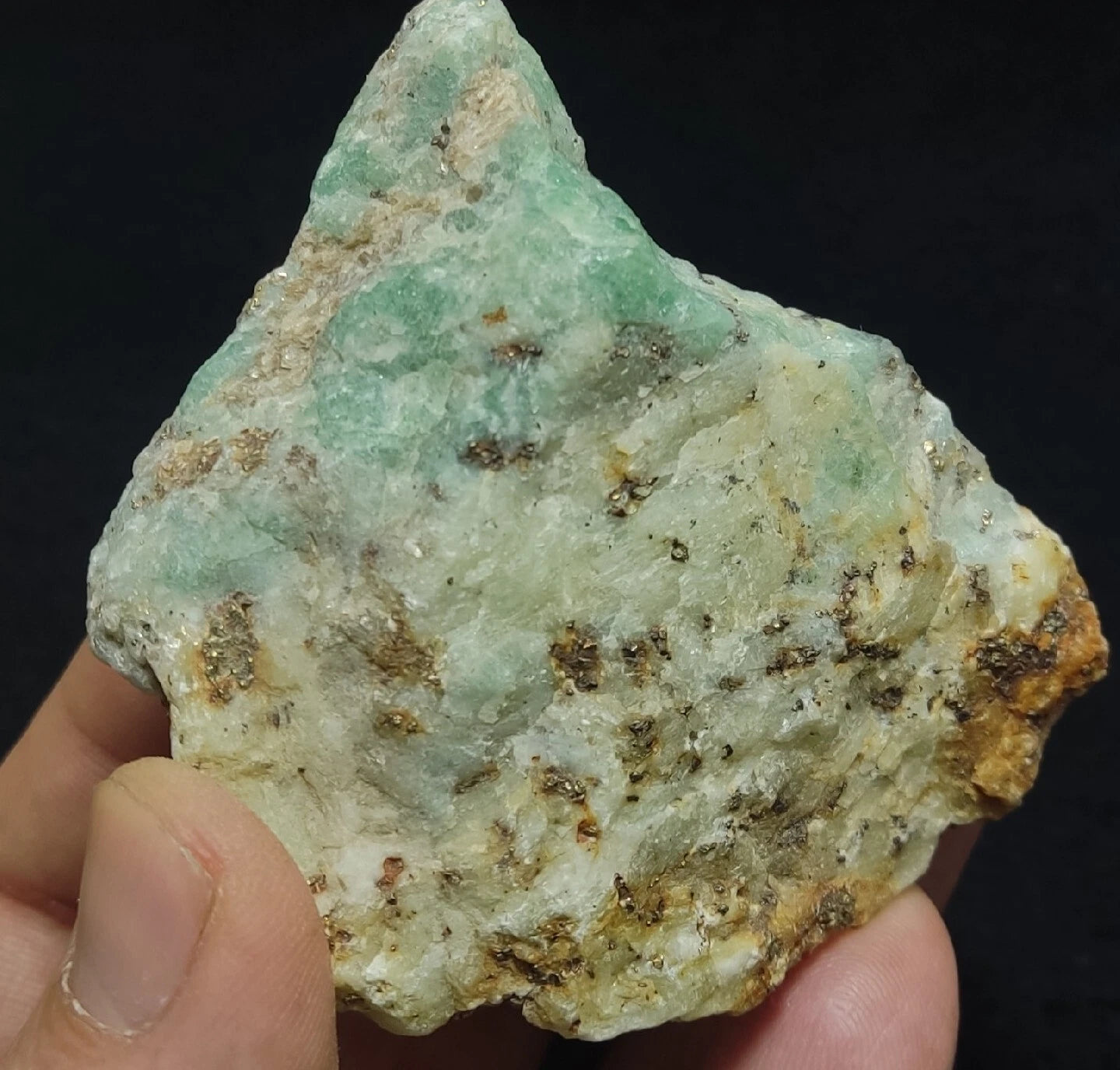 Rough Specimen of Green color Sodalite With Pyrite 199 grams