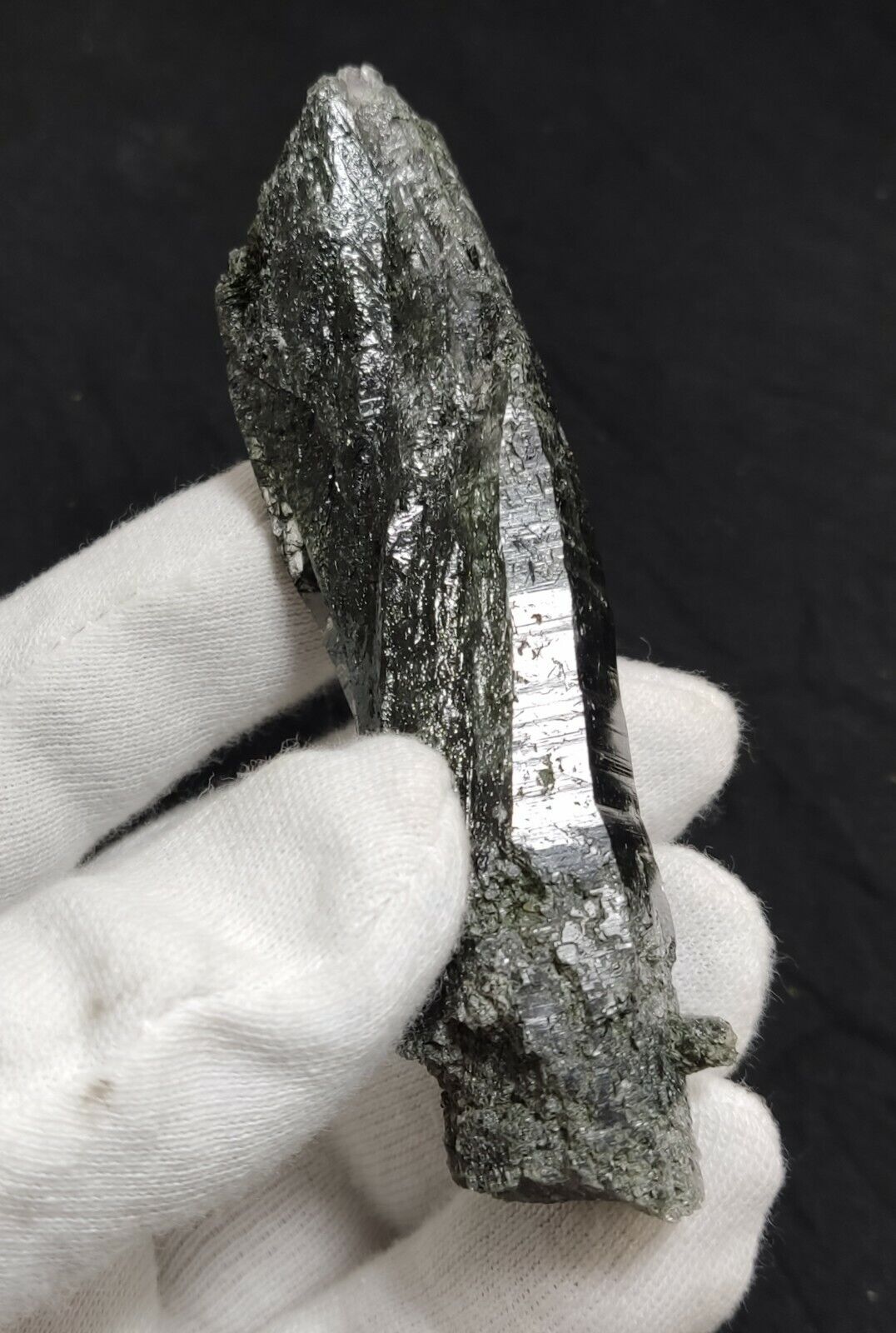 An Aesthetic Natural etched terminated Chlorite Quartz crystal specimen 82 grams