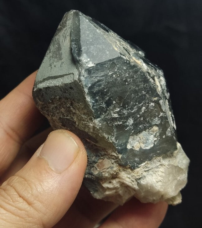 Natural Terminated Black Quartz with Light Blue Hues 277 grams