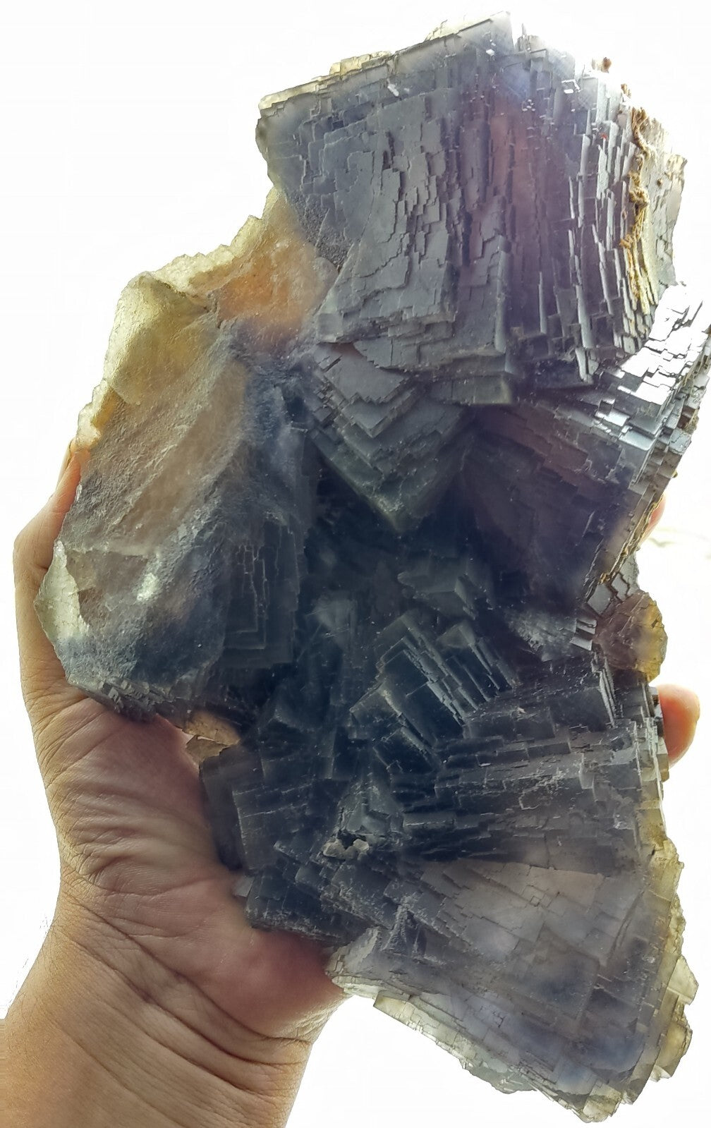 An amazing specimen of cubic dark bluish color Fluorite 2470 grams
