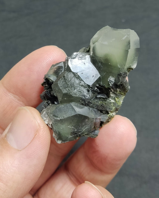 An aesthetic specimen of Epidote quartz cluster 36 grams