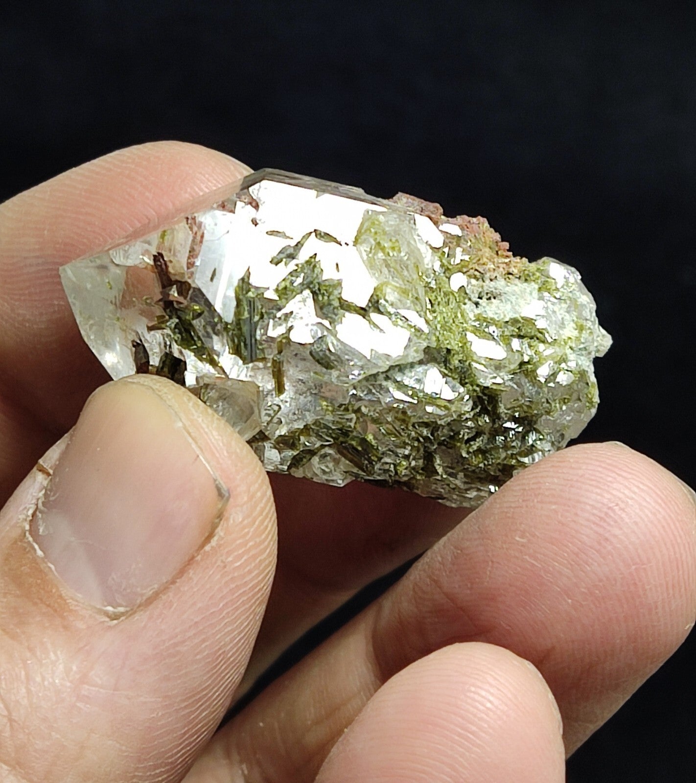 An aesthetic specimen of Epidote quartz cluster 22 grams