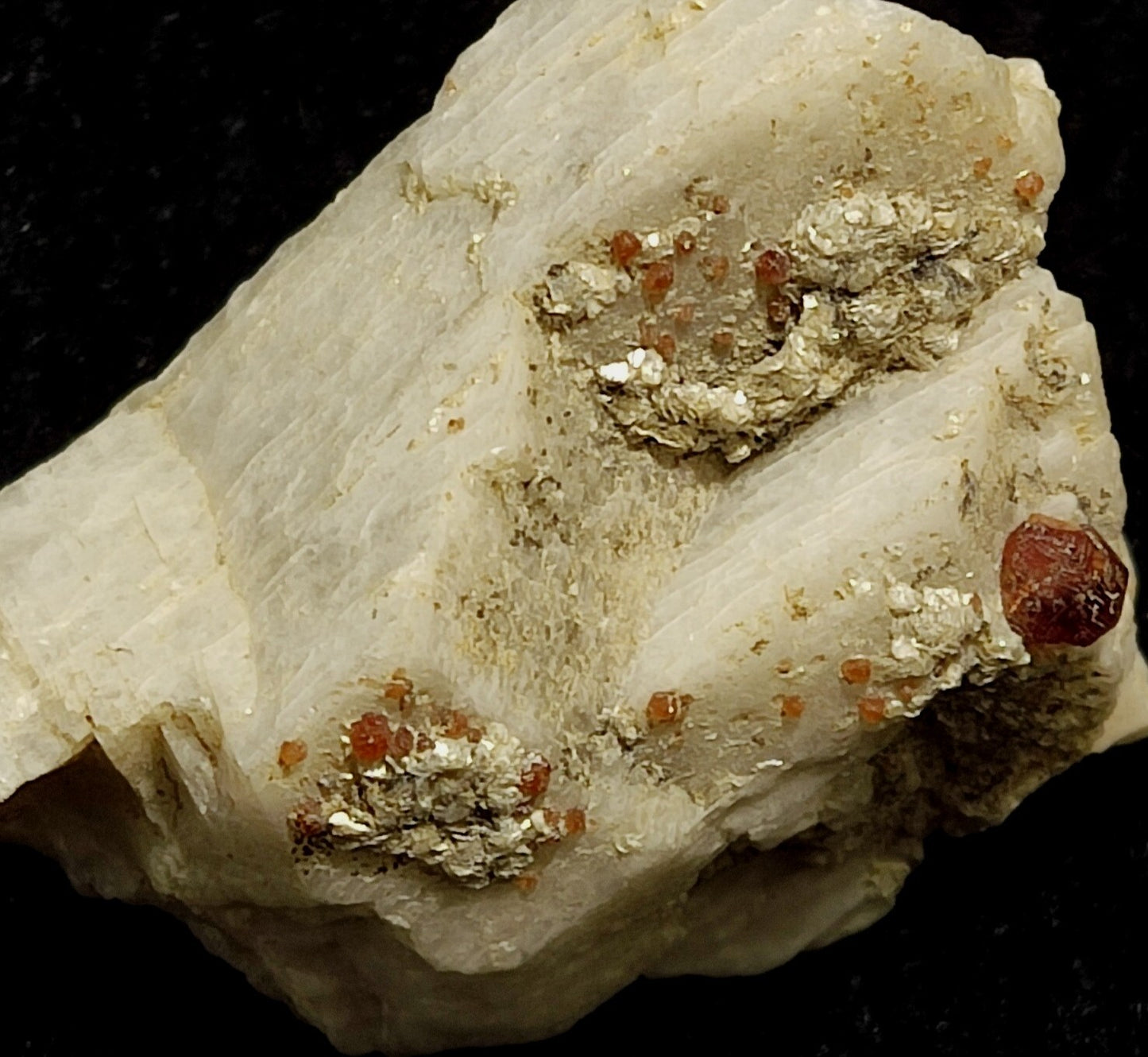 Small Sized Specimen Of Garnet Spessartine On Feldspar 34 grams