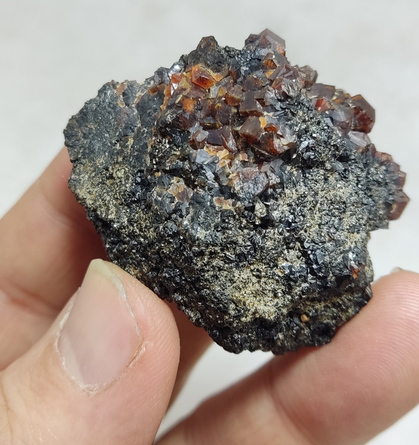 An Aesthetic specimen of andradite garnets on matrix 71 grams