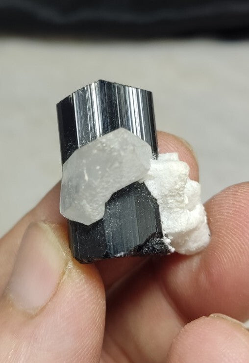 Black Tourmalines Crystal with Quartz And Albite 15 grams