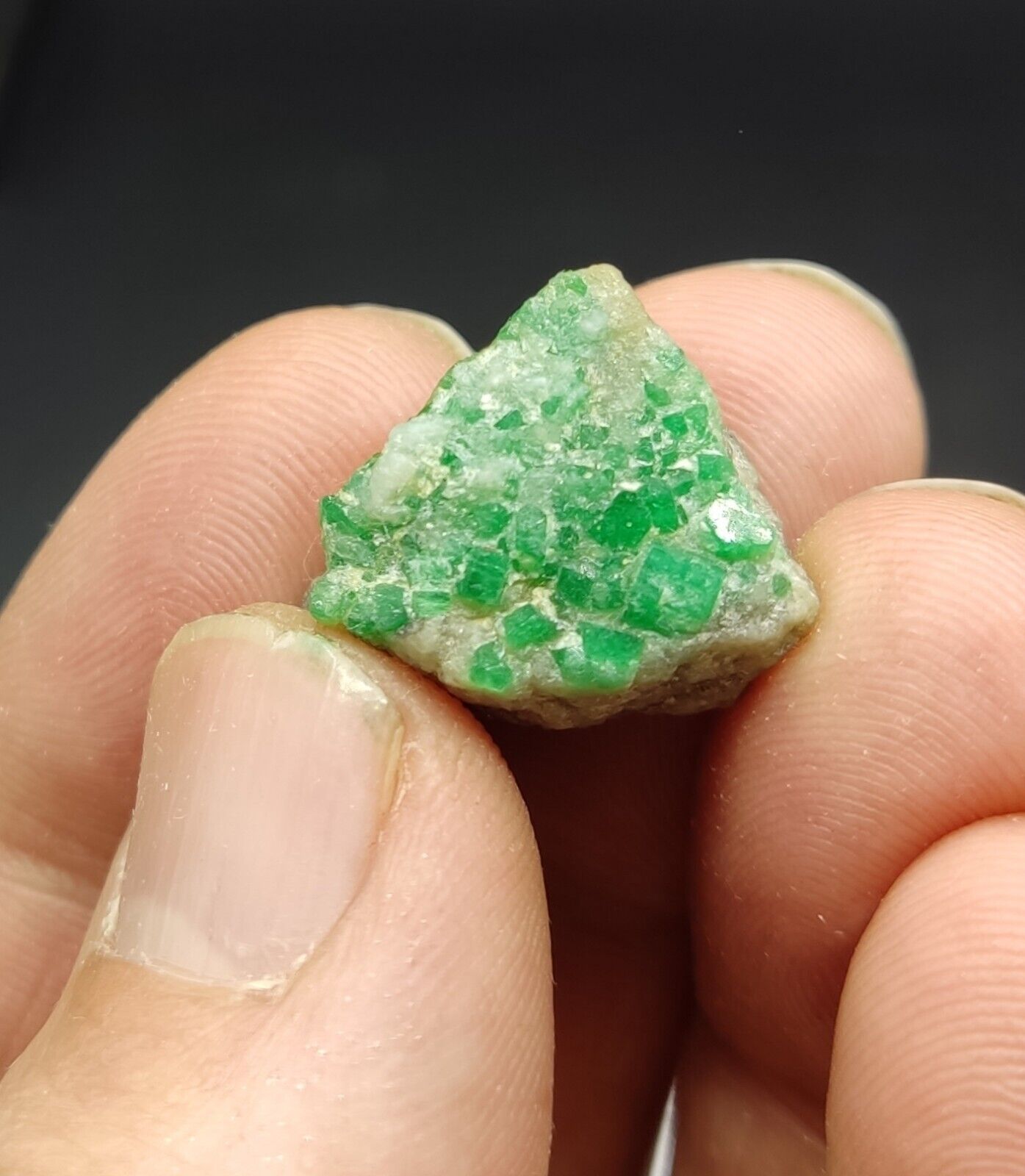 An Aesthetic miniature specimen of emerald in matrix 6.5 grams