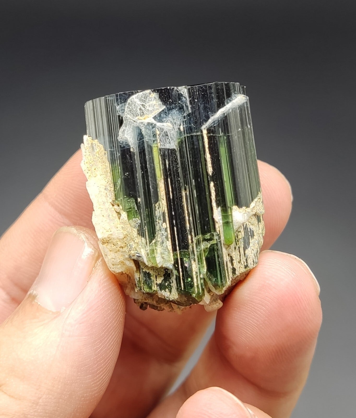 An amazing specimen of terminated tourmaline with green shaded 45 grams