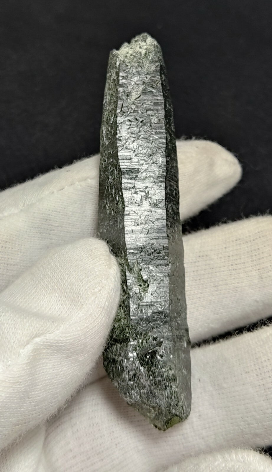 An Aesthetic Natural etched terminated Chlorite Quartz crystal specimen 39 grams