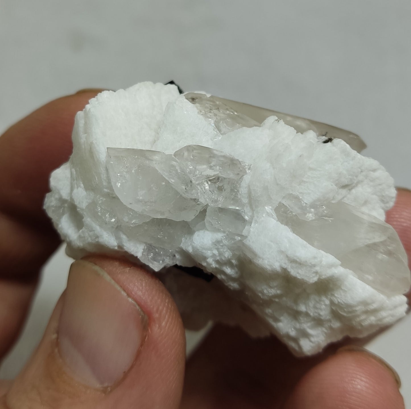 An Aesthetic combo specimen of feldspar, Tourmaline and quartz 64 grams