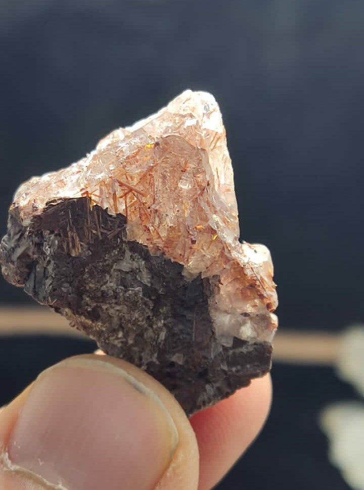 Natural Rutiles Quartz Siderite Specimen 9 Grams.