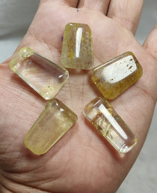 An amazing lot of Rutilated polished quartz tumbles 45 grams