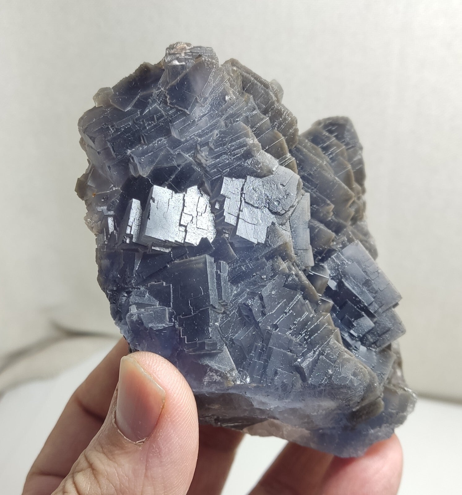 An amazing specimen of cubic dark bluish color Fluorite 495 grams