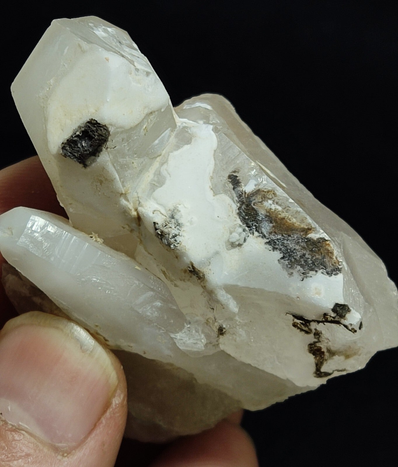 70 grams natural quartz crystal specimen with amphibole inclusions