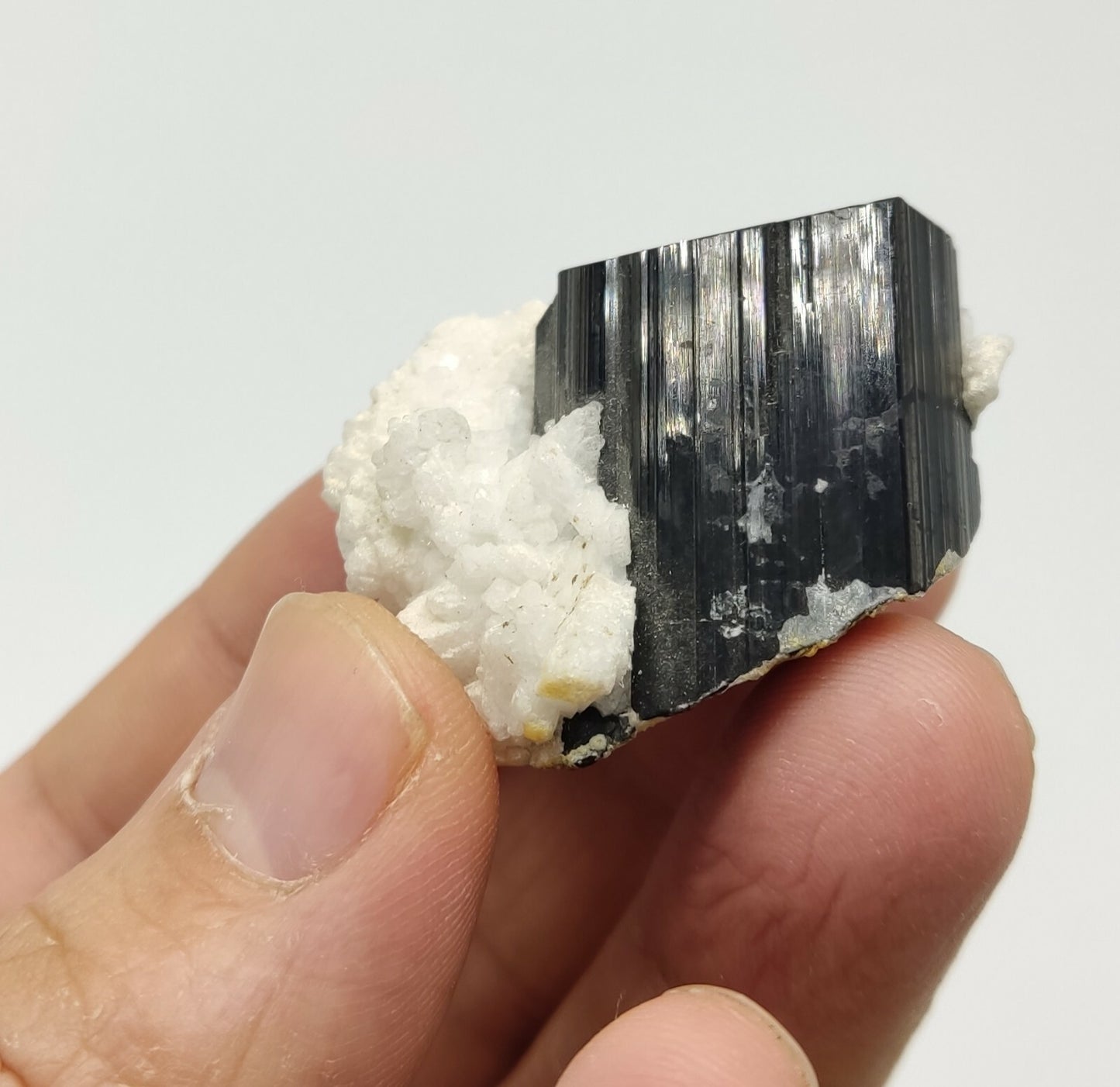 An Aesthetic Natural black Tourmaline specimen with albite 41 grams