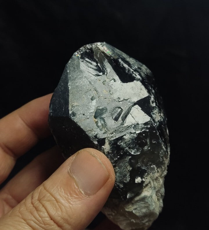 Natural Terminated Black Quartz with Light Blue Hues 277 grams