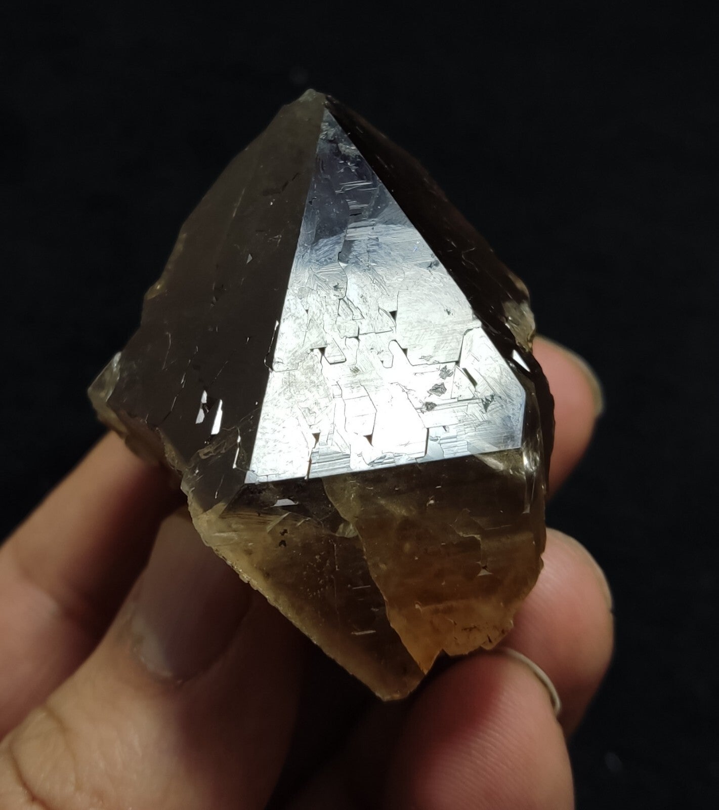An aesthetic specimen of terminated  smoky Quartz crystal cluster 102 grams