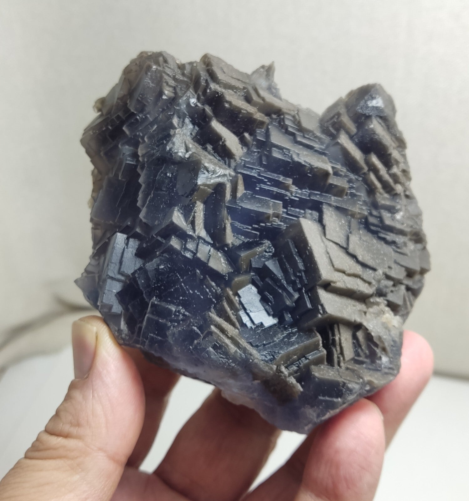 An amazing specimen of cubic dark bluish color Fluorite 495 grams