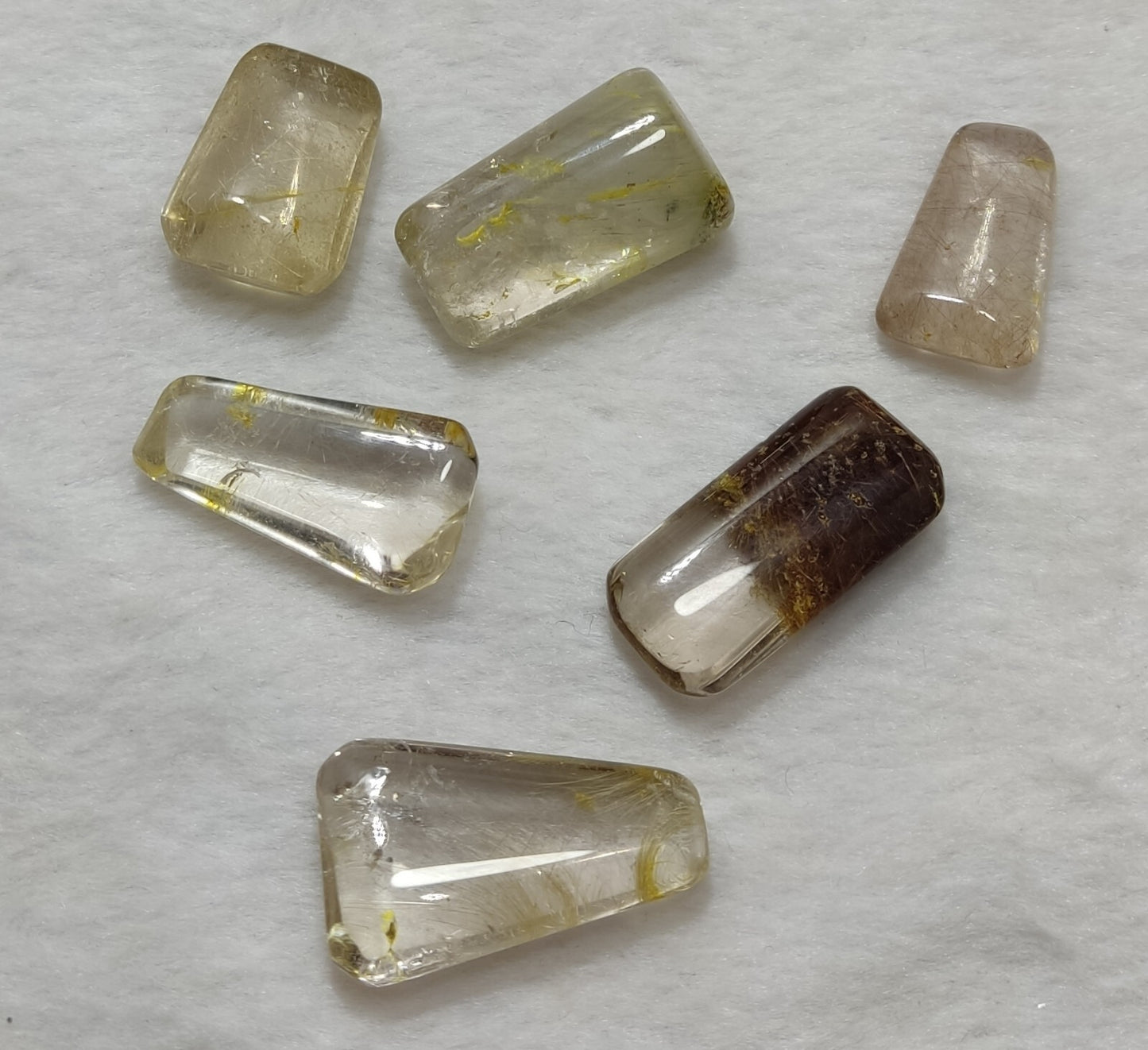 An amazing lot of Rutilated polished quartz tumbles 50 grams