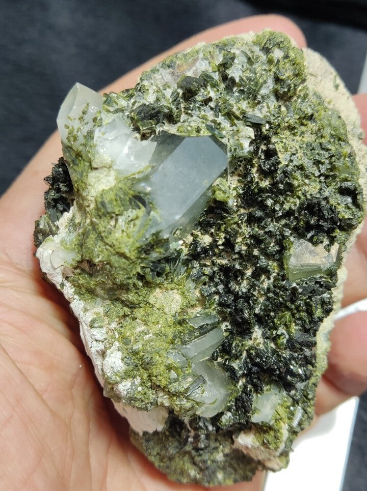 An Aesthetic terminated epidote Quartz specimen 265 grams