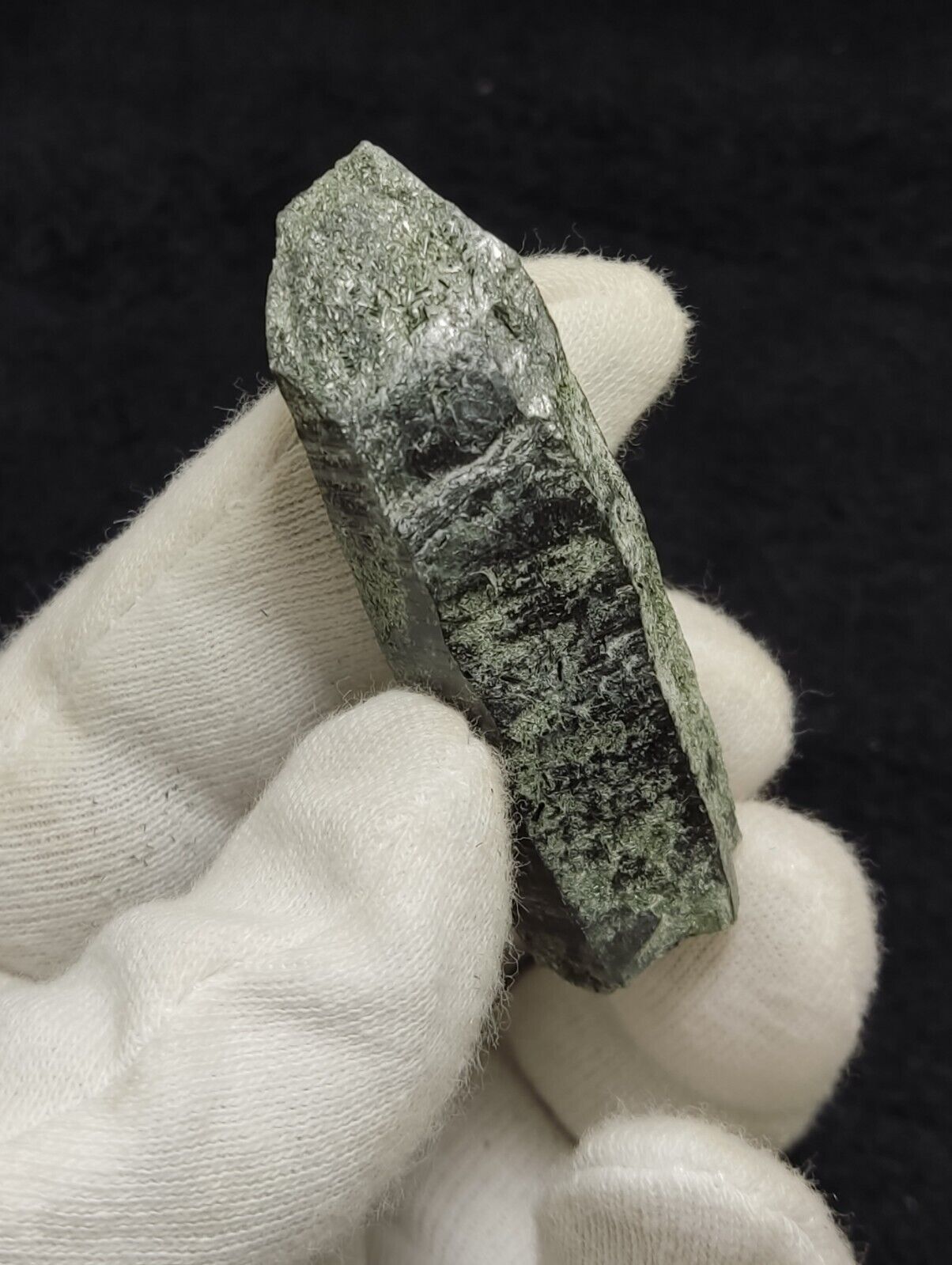 An Aesthetic Natural etched terminated Chlorite Quartz crystal specimen 32 grams