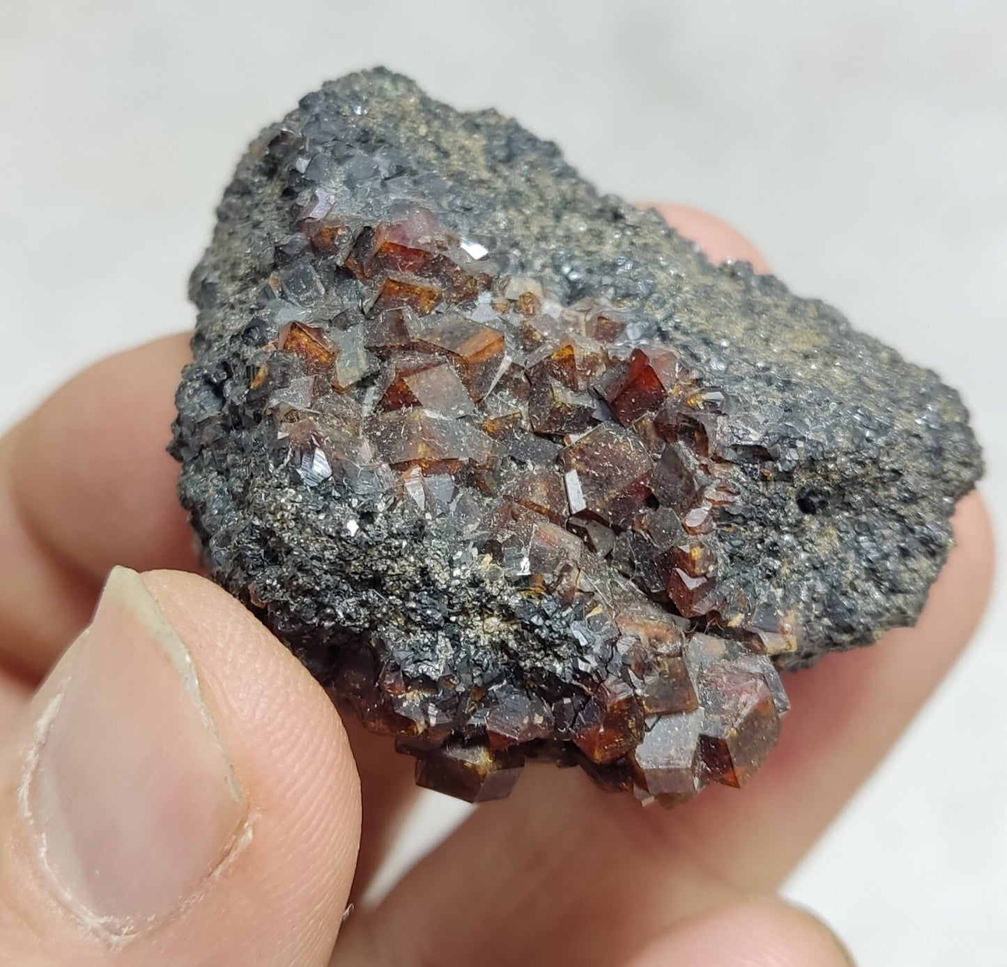 An Aesthetic specimen of andradite garnets on matrix 71 grams