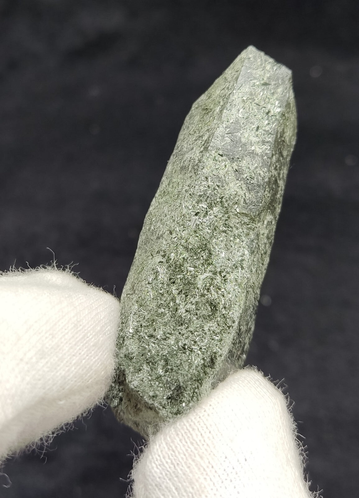 An Aesthetic Natural etched terminated Chlorite Quartz crystal specimen 32 grams