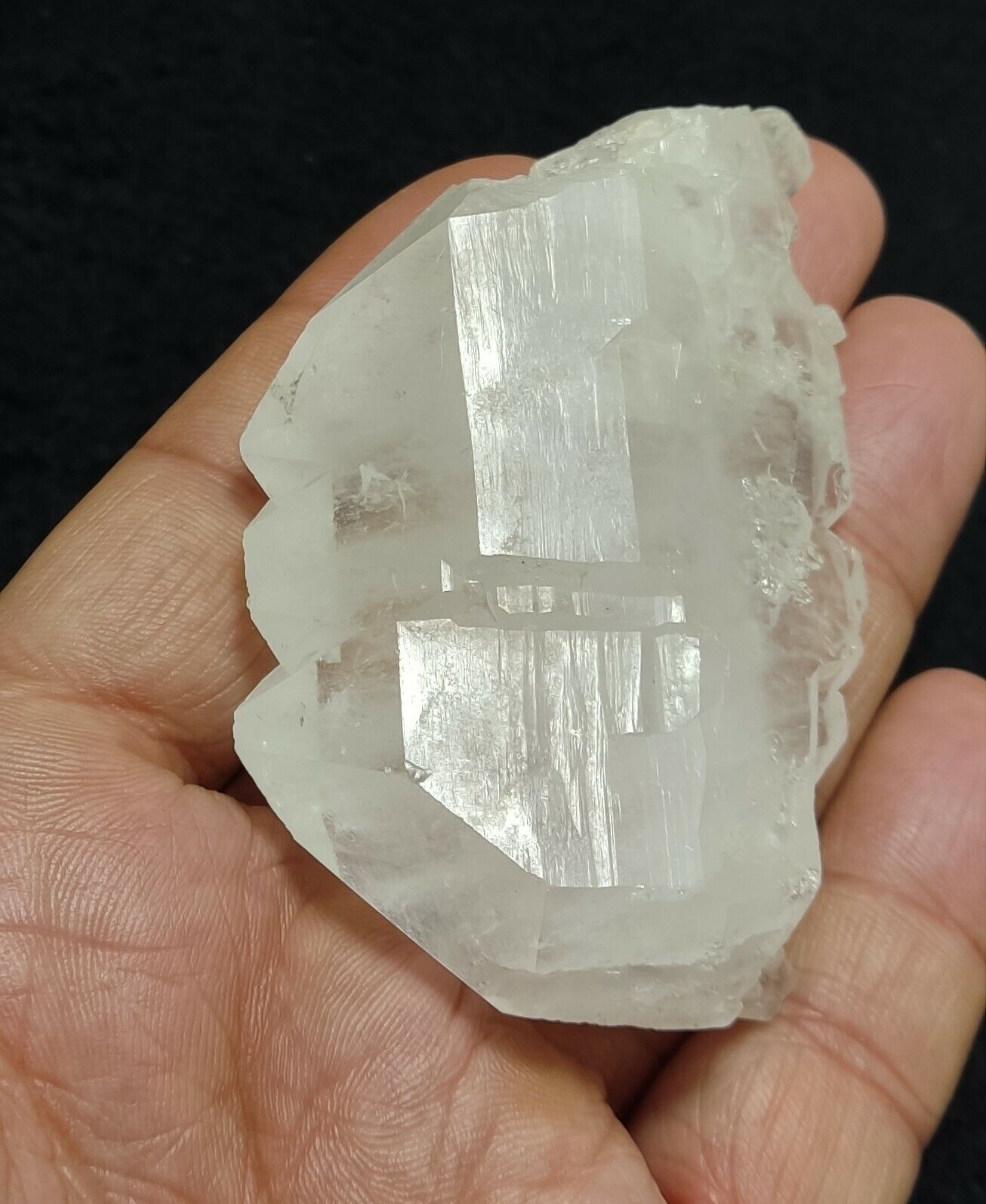 An aesthetic specimen of terminated faden Quartz crystals cluster 102 grams