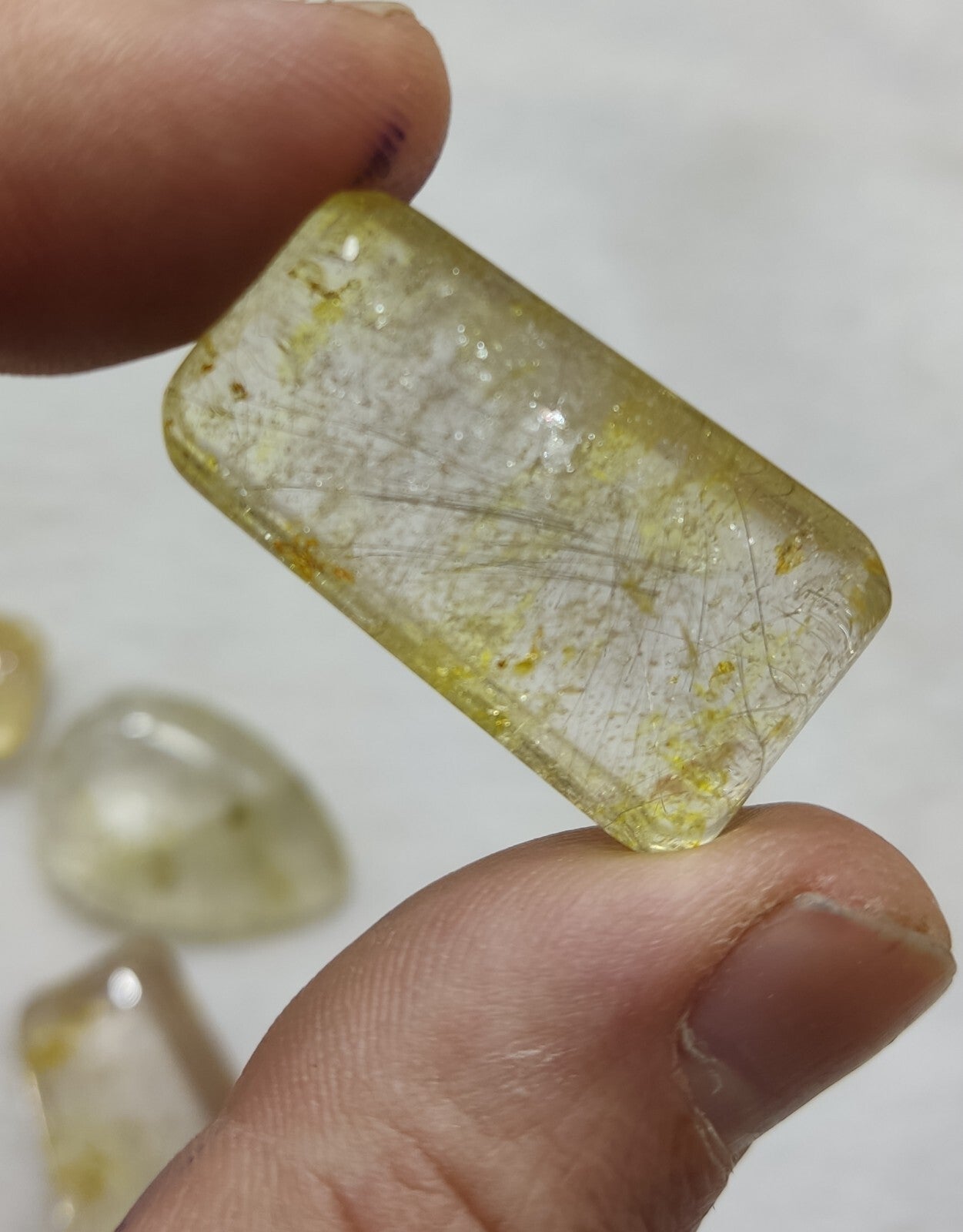 An amazing lot of Rutilated polished quartz tumbles 45 grams