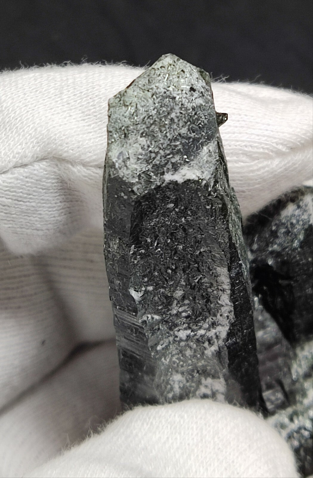 An Aesthetic Natural etched terminated Chlorite Quartz crystal specimen 75 grams