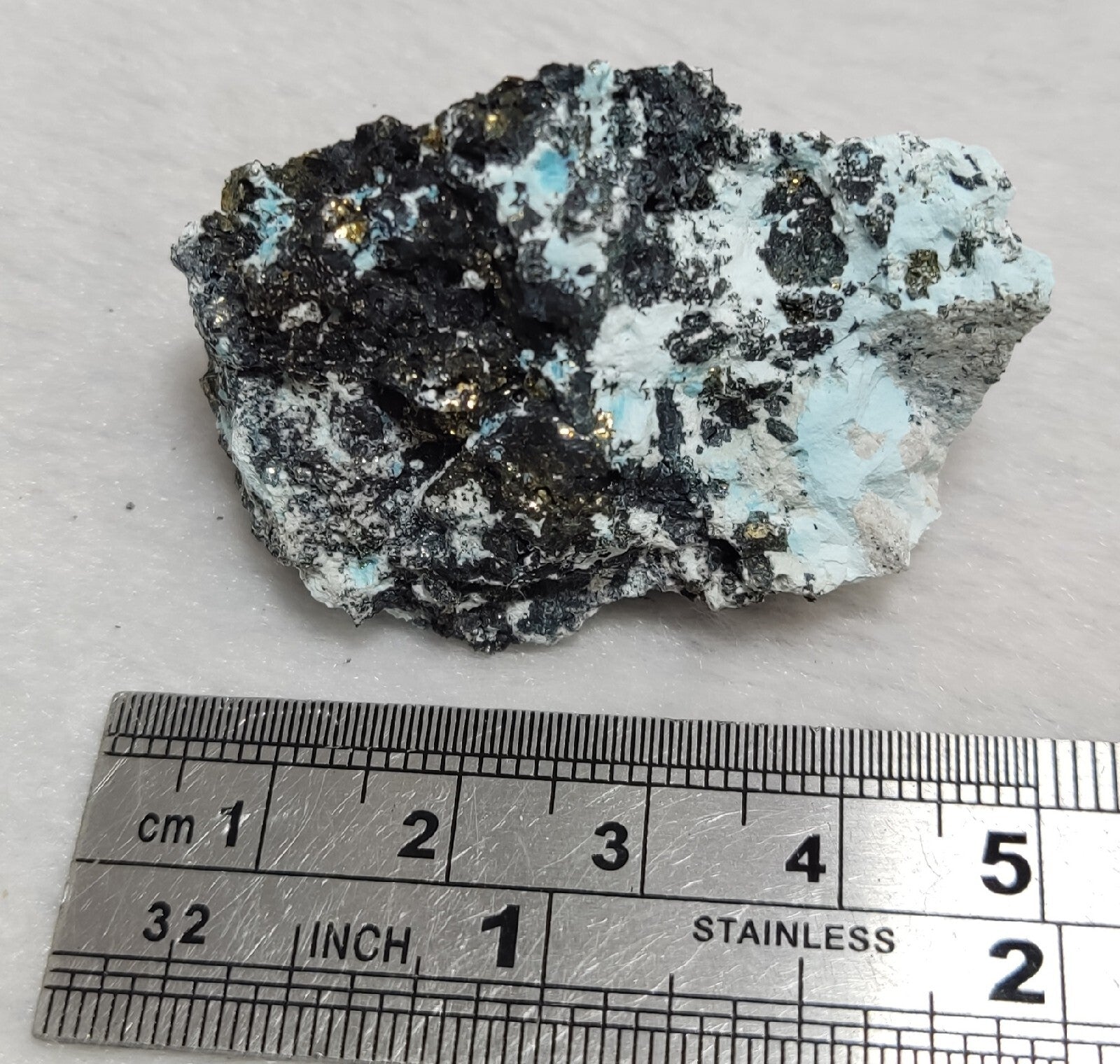 Natural turquoise in matrix with Pyrite 54 grams