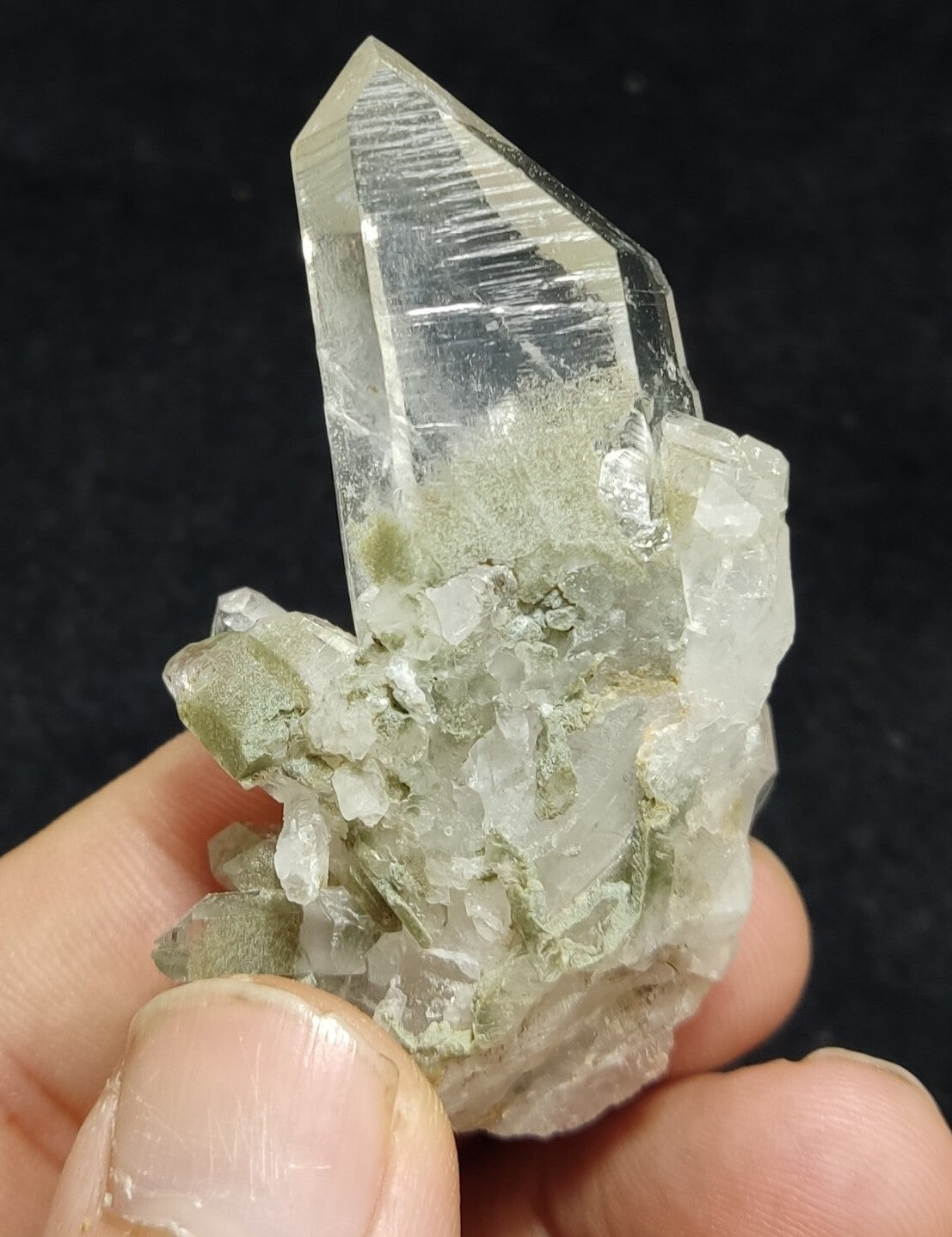 A very Aesthetic Natural beautifully terminated Chlorite Quartz cluster 37 grams