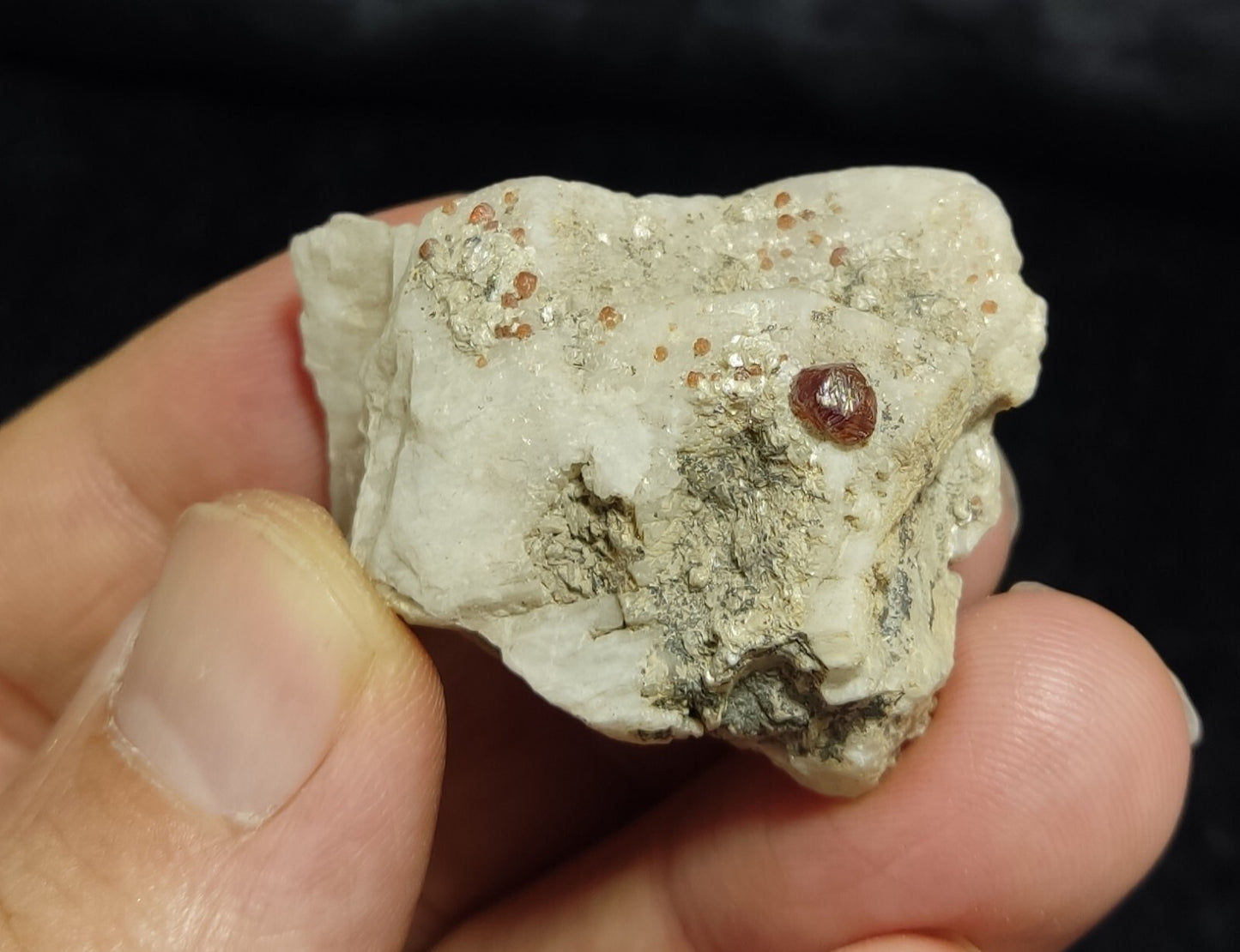 Small Sized Specimen Of Garnet Spessartine On Feldspar 34 grams