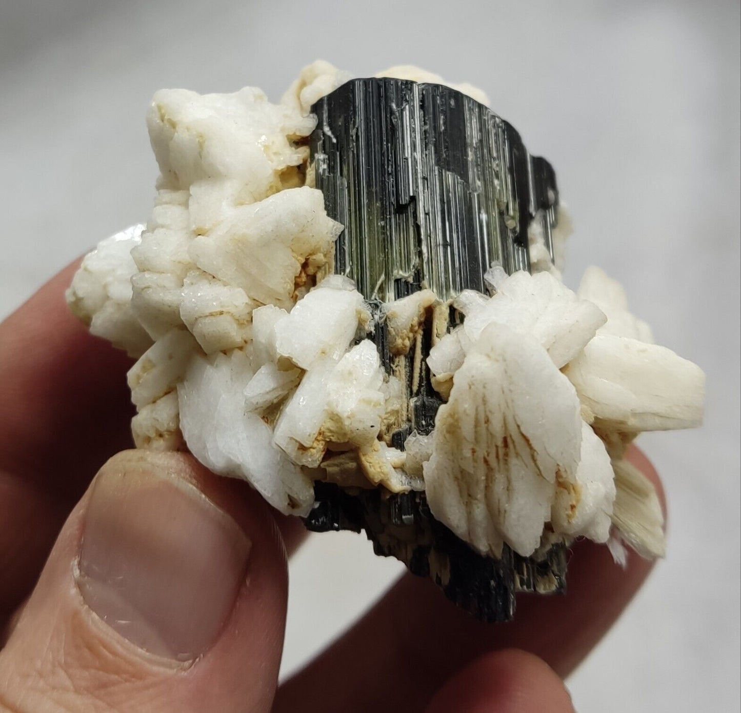 An Aesthetic Natural black Tourmaline specimen with albite 90 grams