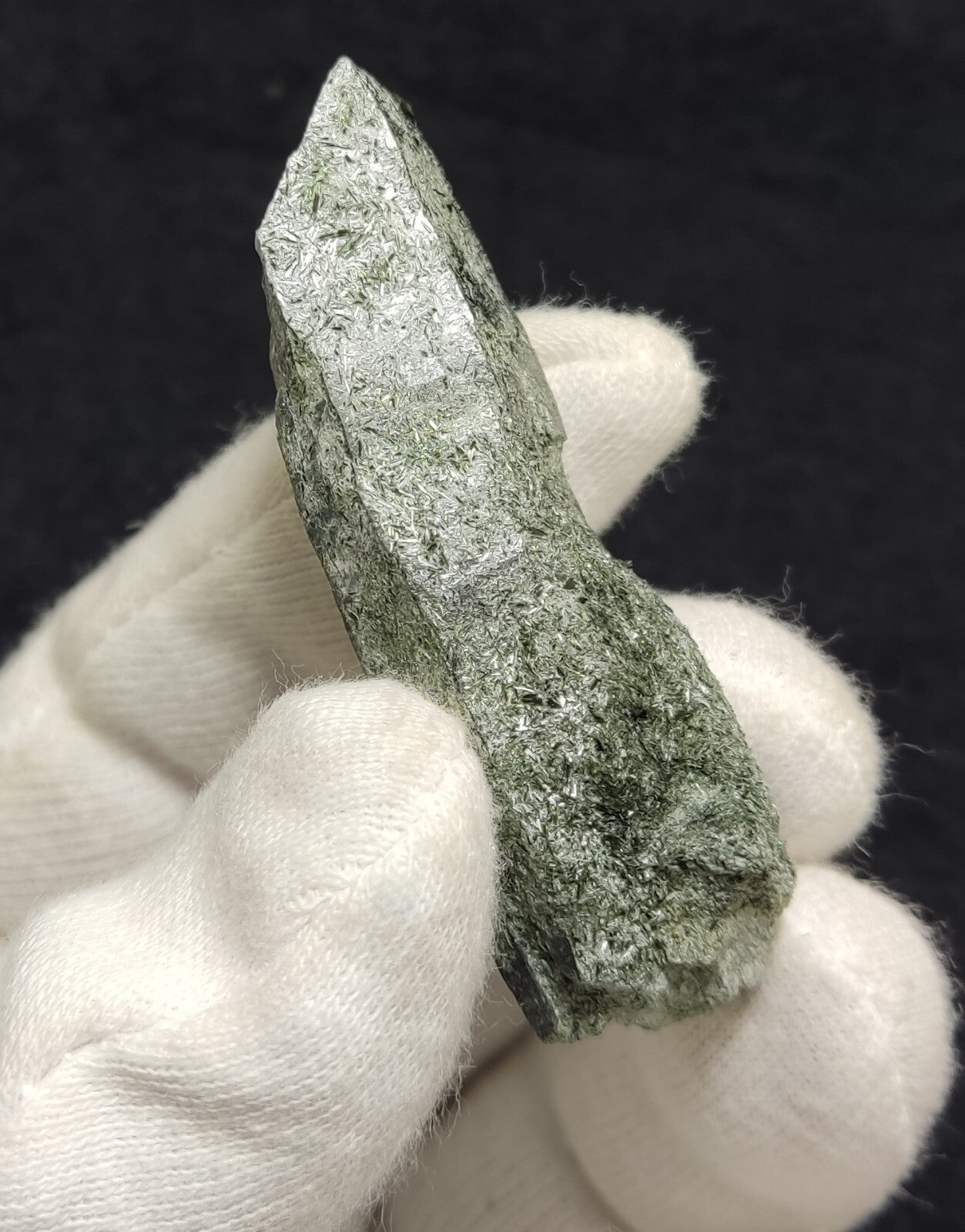 An Aesthetic Natural etched terminated Chlorite Quartz crystal specimen 32 grams