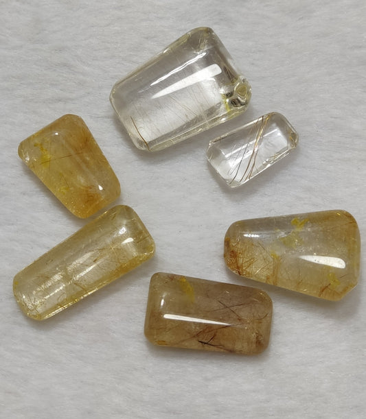 An amazing lot of Rutilated polished quartz tumbles 44 grams