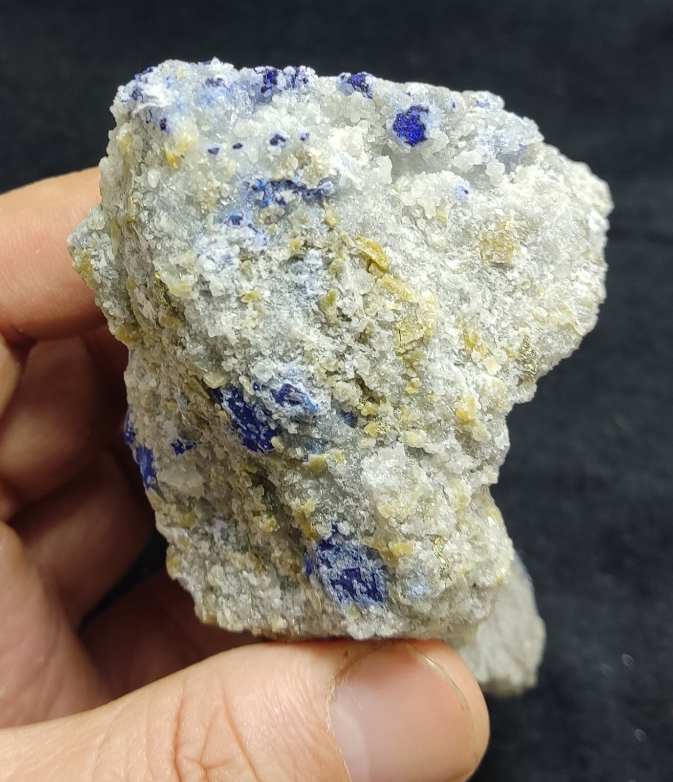 An Aesthetic specimen of fluorescent Lazurite with pyrite 415 grams