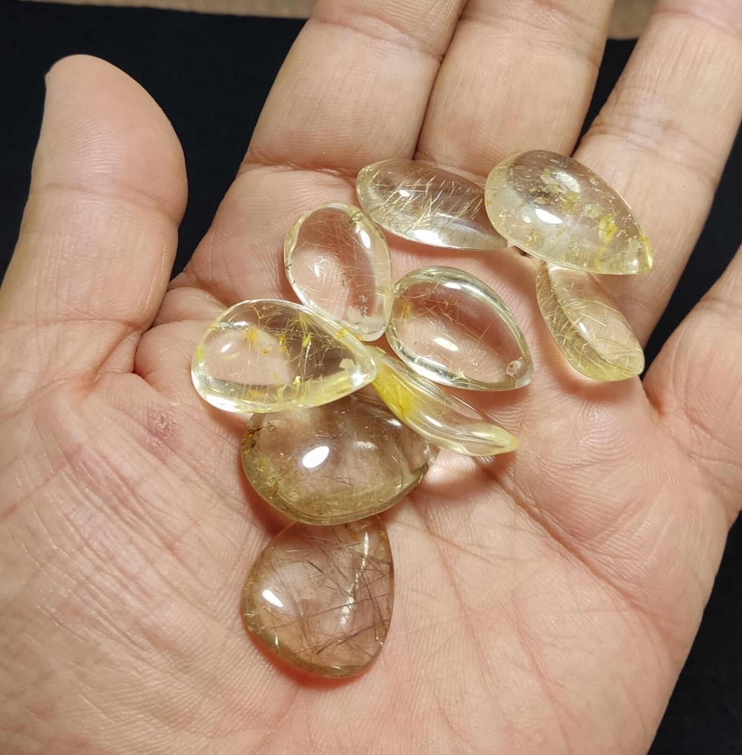 44 grams, 9 Natural beautiful Rutilated quartz pendants