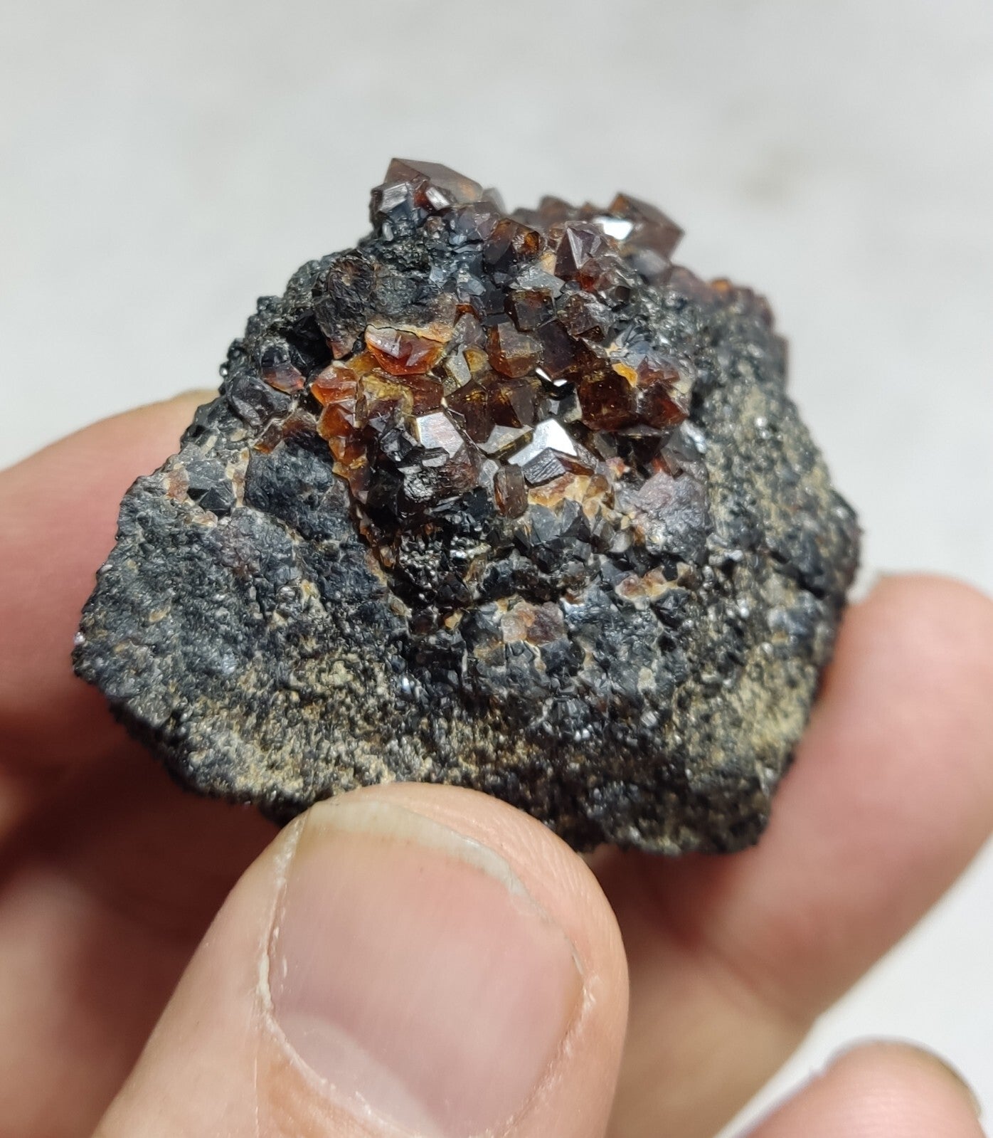 An Aesthetic specimen of andradite garnets on matrix 71 grams