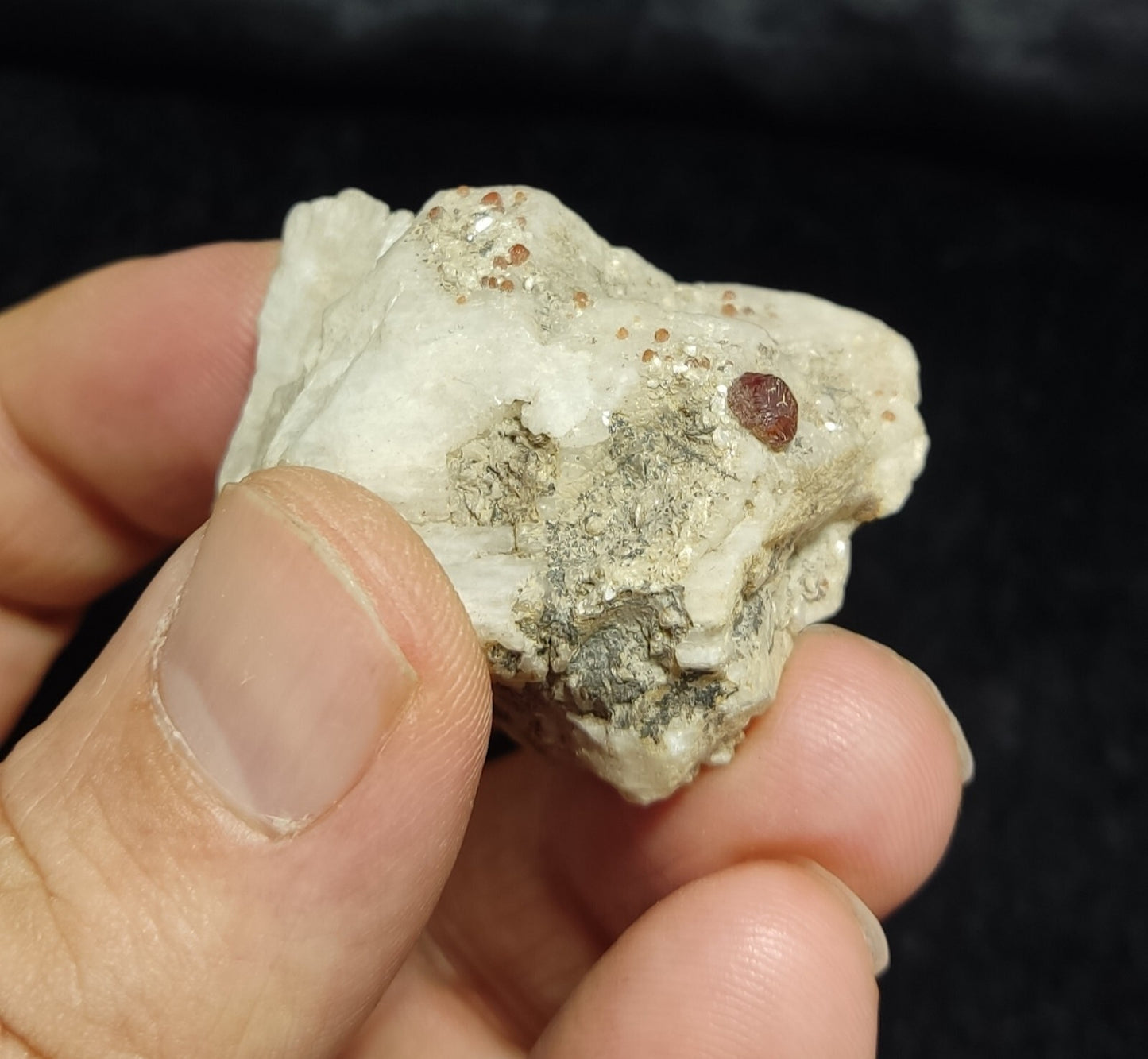 Small Sized Specimen Of Garnet Spessartine On Feldspar 34 grams