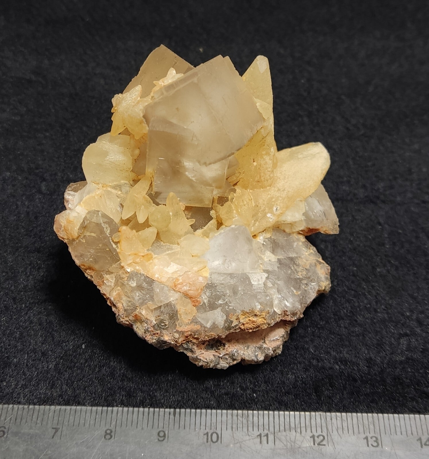 An amazing specimen of cubic grey color Fluorite with Calcite 146 grams