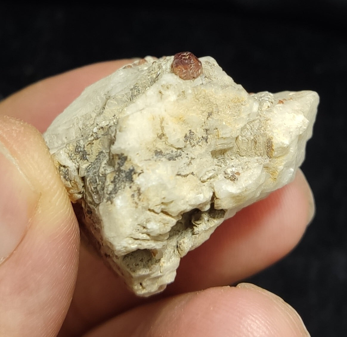 Small Sized Specimen Of Garnet Spessartine On Feldspar 34 grams