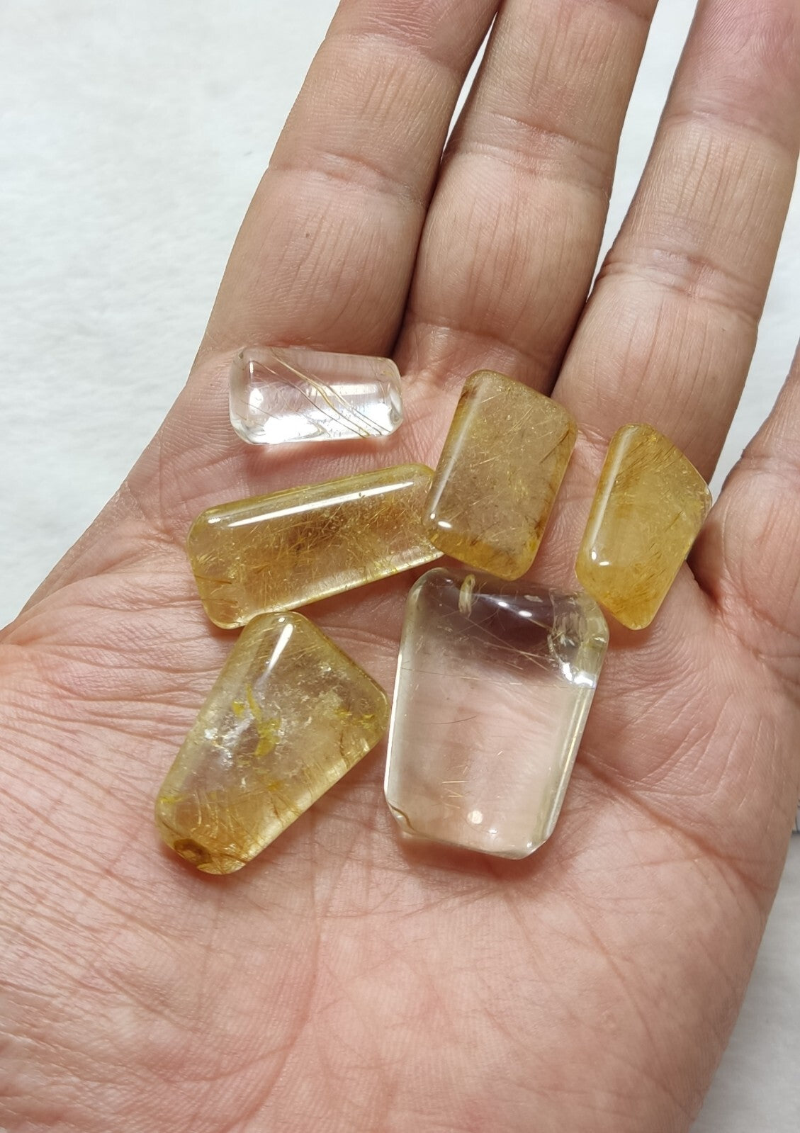 An amazing lot of Rutilated polished quartz tumbles 44 grams