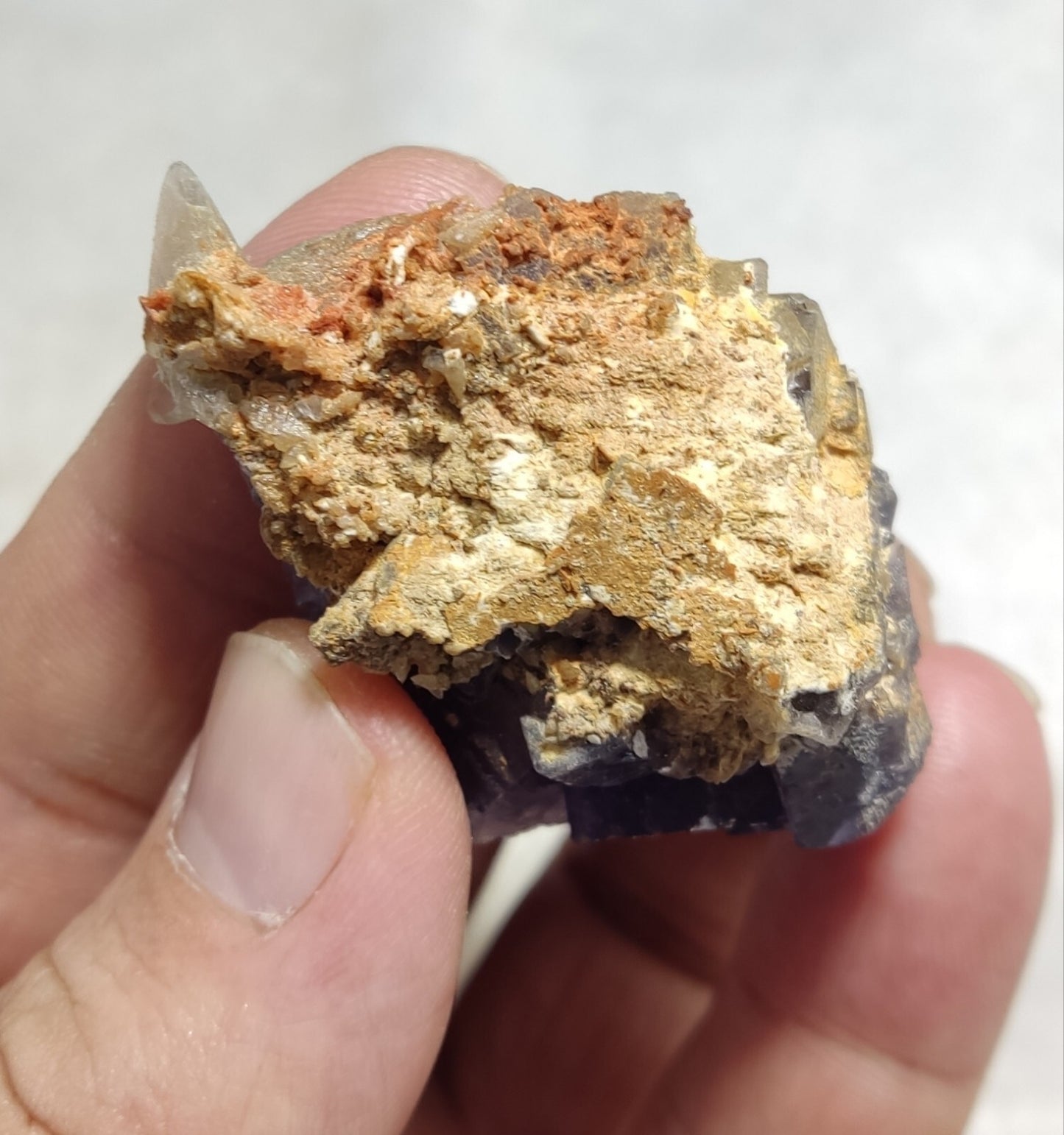 Small Purple Fluorite With Calcite 46 grams